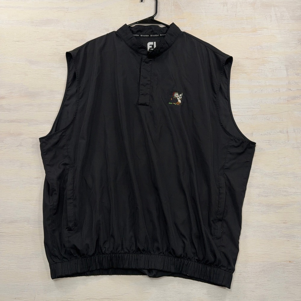 FootJoy Golf Vest XL Quarter Snap Mock Neck Windbreaker Black Mens